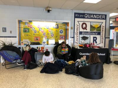 Students Reading in Lobby